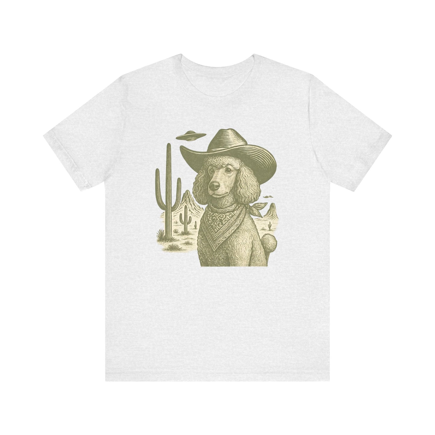 Vintage Poodle Shirt: Cowboy UFO Dog Illustration - MaisonCanine™️