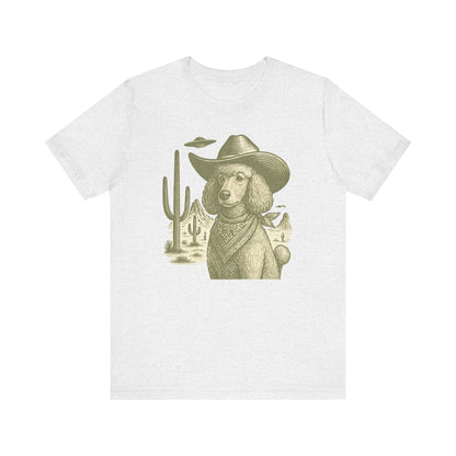 Vintage Poodle Shirt: Cowboy UFO Dog Illustration - MaisonCanine™️