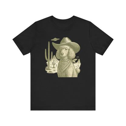 Vintage Poodle Shirt: Cowboy UFO Dog Illustration - MaisonCanine™️