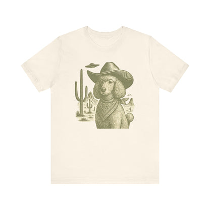 Vintage Poodle Shirt: Cowboy UFO Dog Illustration - MaisonCanine™️