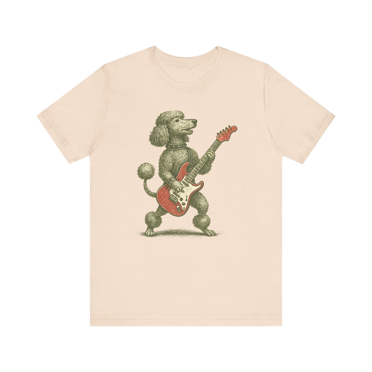 Vintage Poodle Shirt: Rock Guitar Dog Illustration - MaisonCanine™️