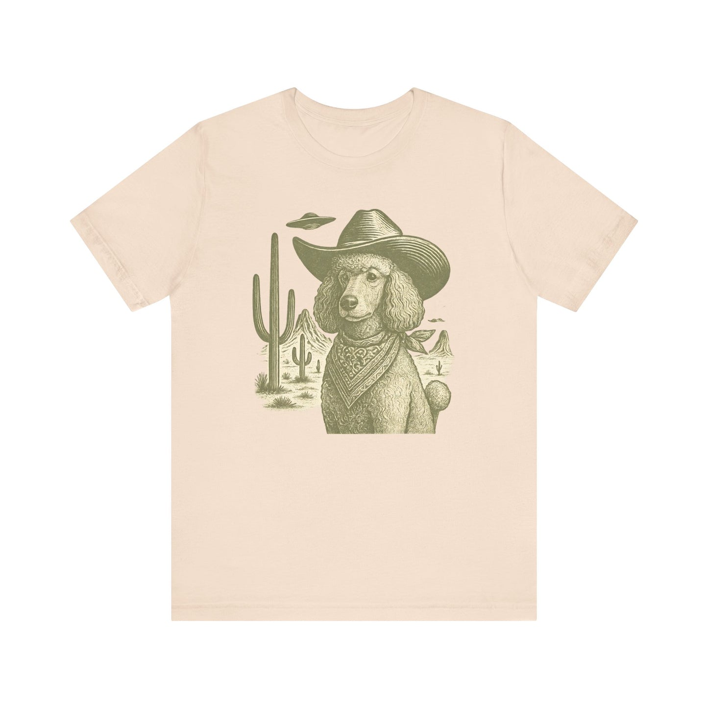 Vintage Poodle Shirt: Cowboy UFO Dog Illustration - MaisonCanine™️