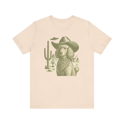 Vintage Poodle Shirt: Cowboy UFO Dog Illustration - MaisonCanine™️