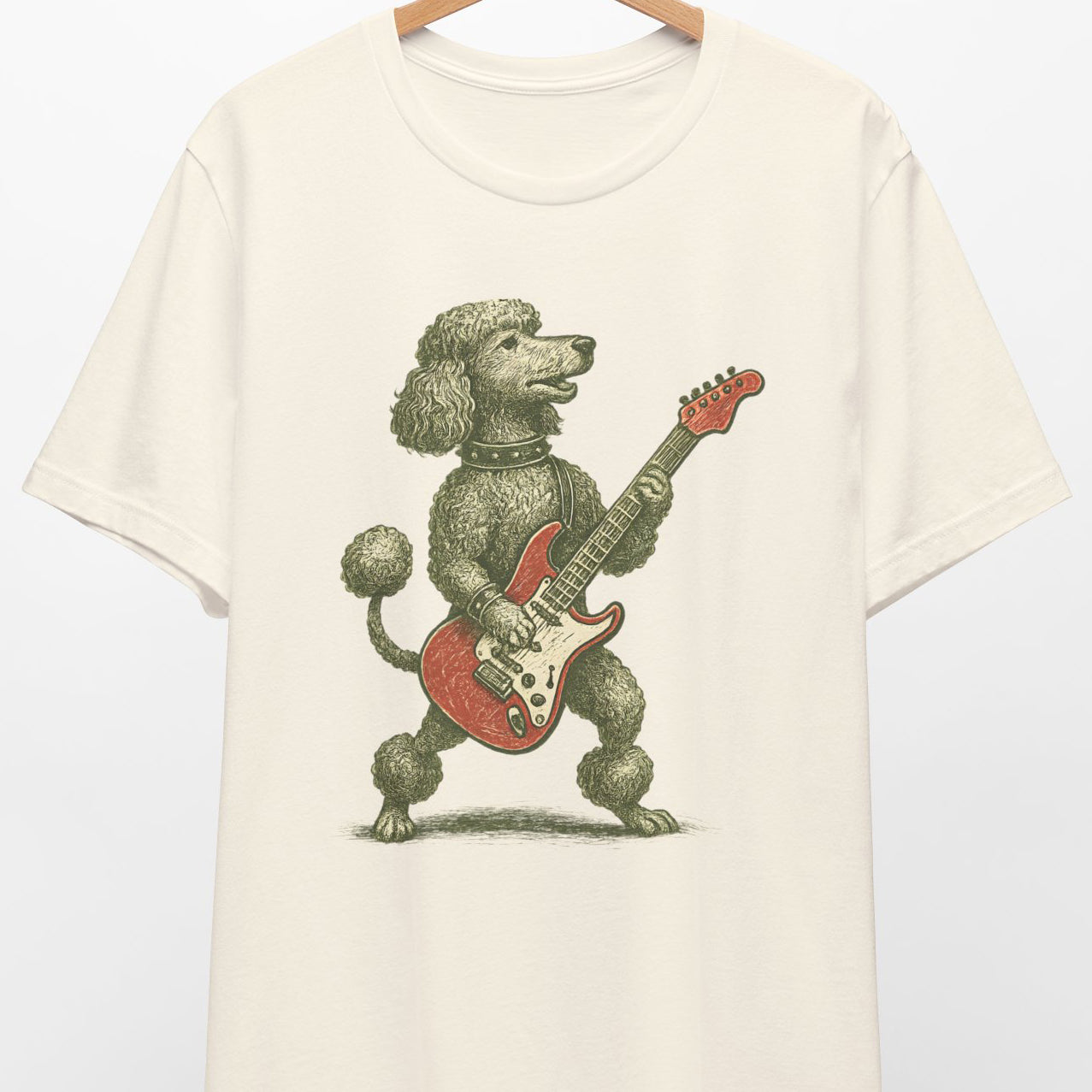 Vintage Poodle Shirt: Rock Guitar Dog Illustration - MaisonCanine™️