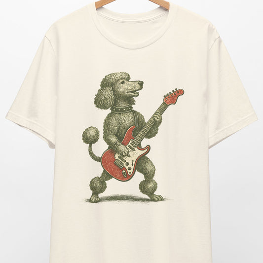 Vintage Poodle Shirt: Rock Guitar Dog Illustration - MaisonCanine™️