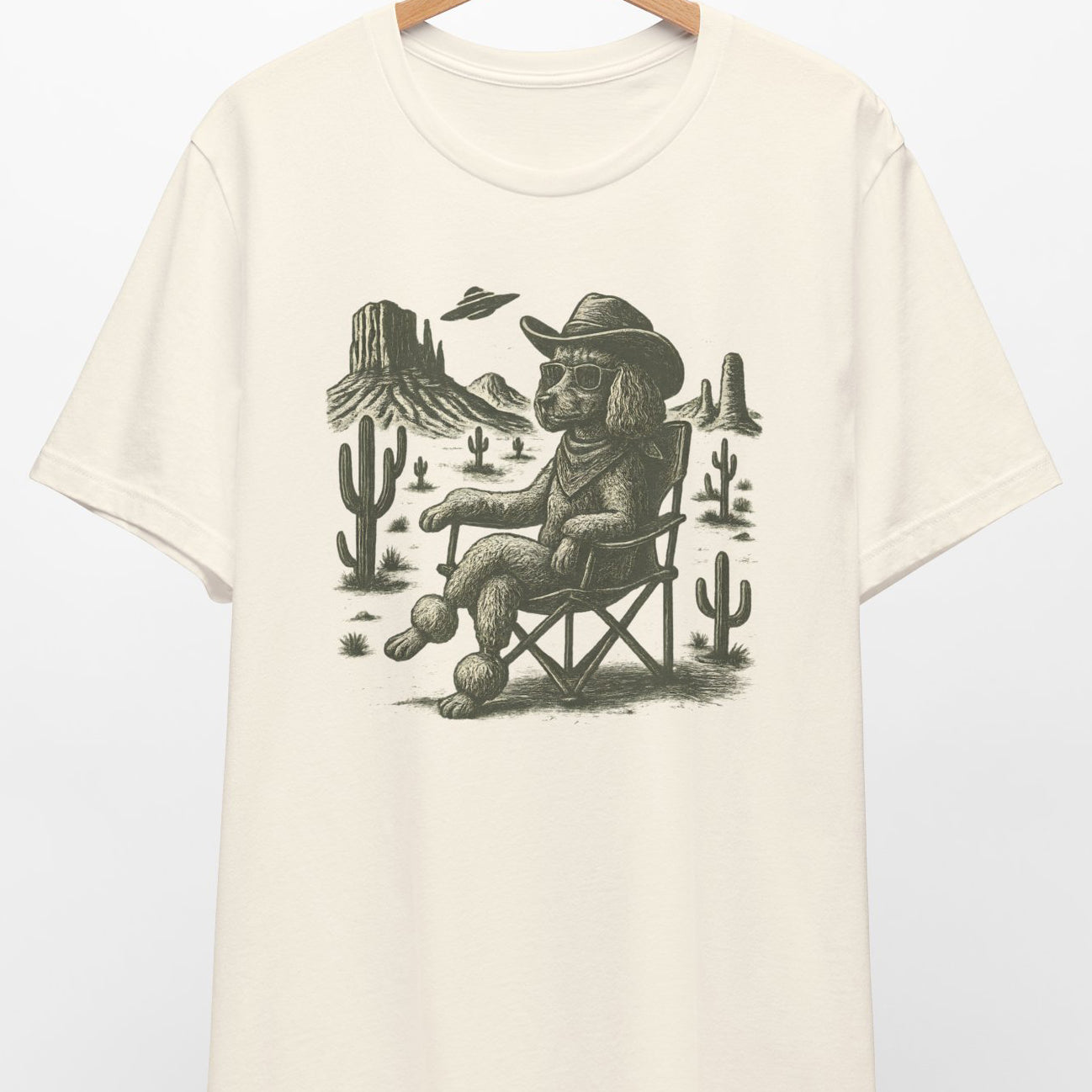 Cowboy Poodle UFO Shirt – Funny Western Dog Graphic Tee - MaisonCanine™️