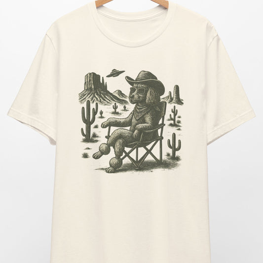 Cowboy Poodle UFO Shirt – Funny Western Dog Graphic Tee - MaisonCanine™️