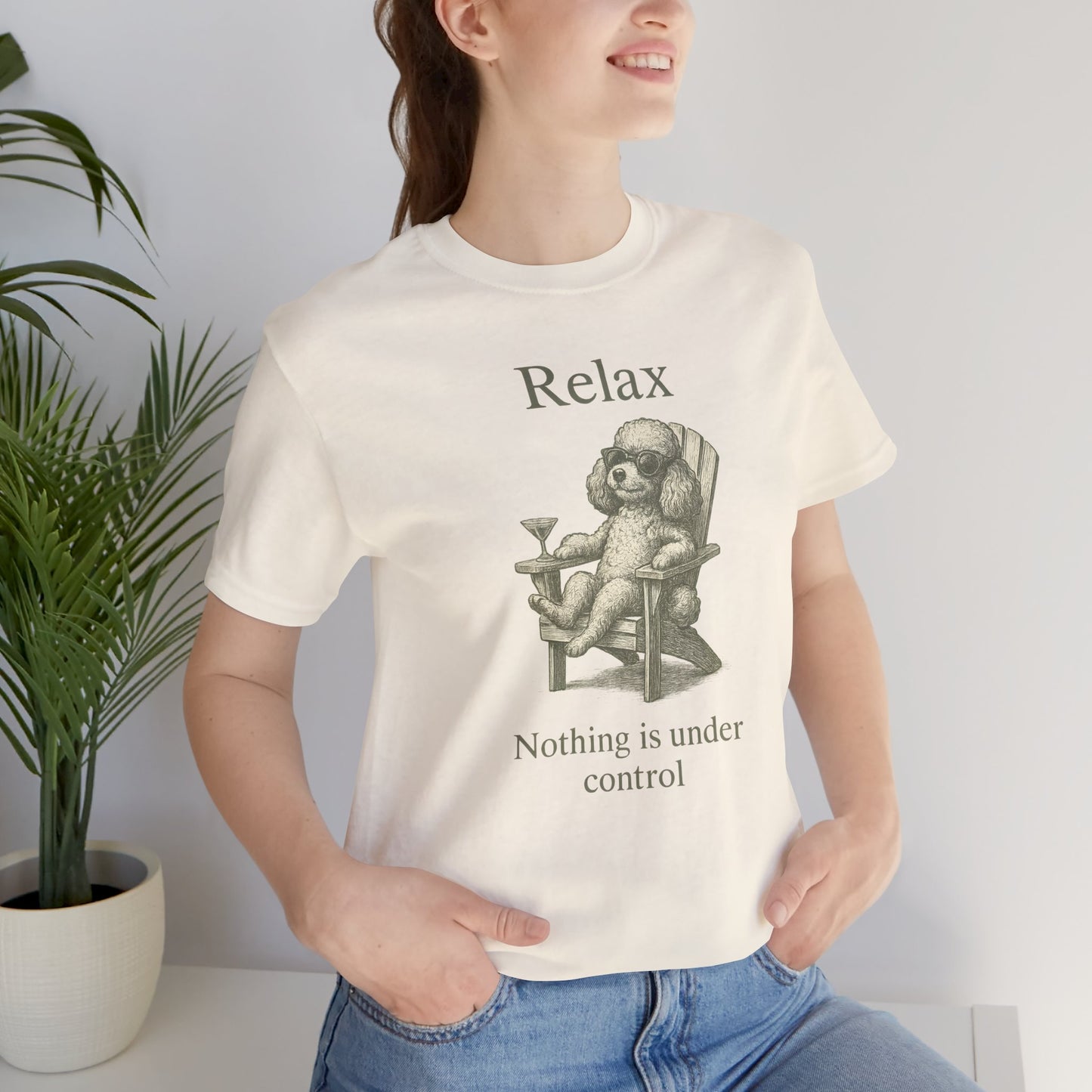 Vintage Poodle Shirt: Relax Martini Dog Illustration - MaisonCanine™️
