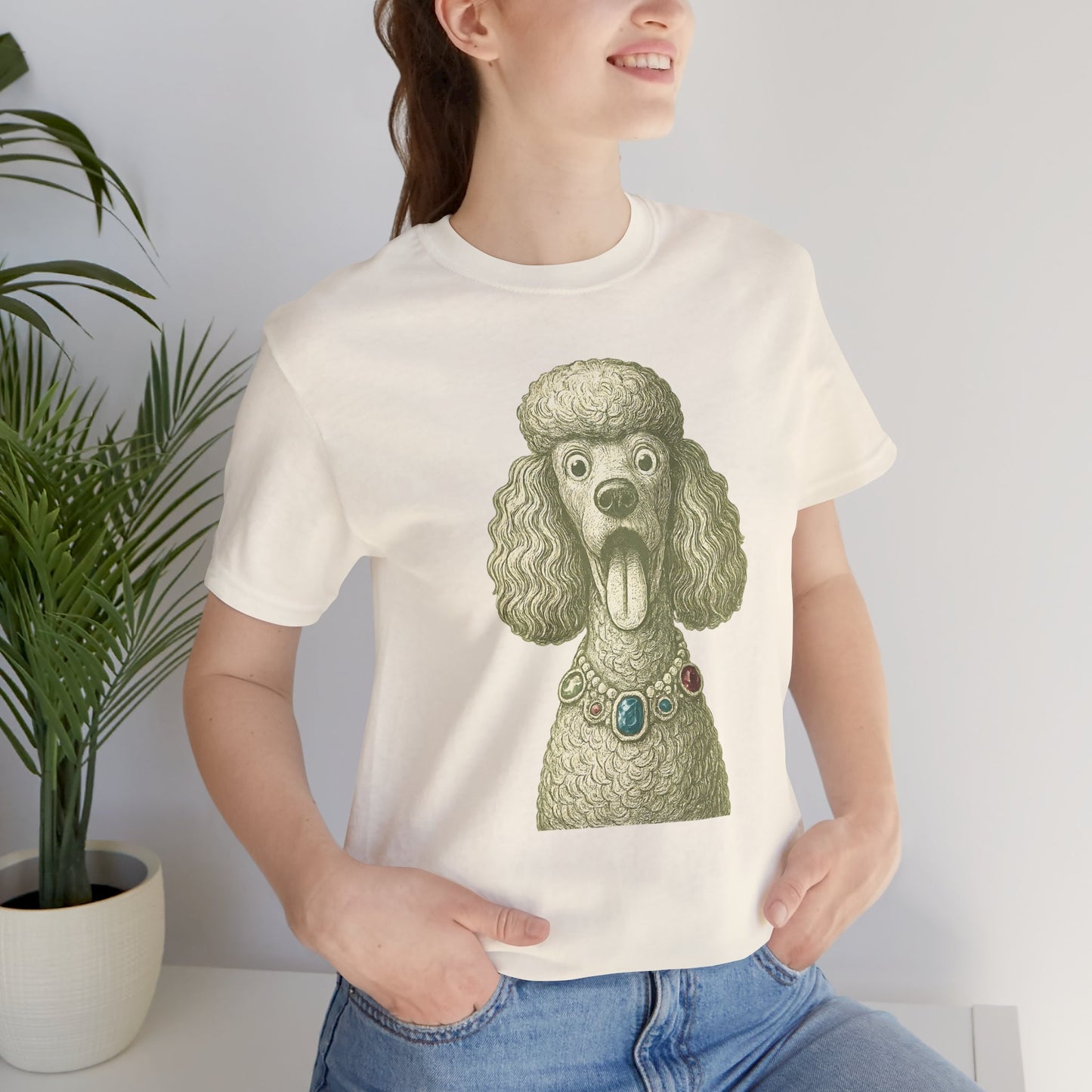 Vintage Poodle Shirt: Jewel Necklace Dog Illustration - MaisonCanine™️