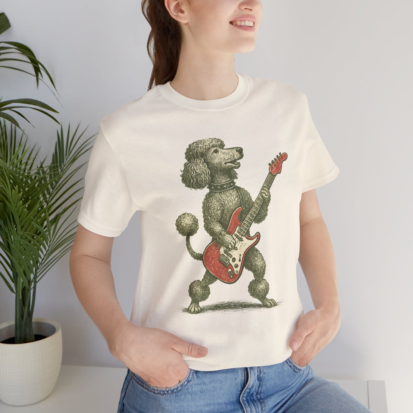 Vintage Poodle Shirt: Rock Guitar Dog Illustration - MaisonCanine™️