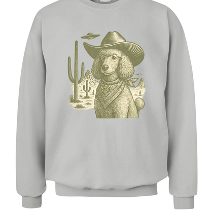 Vintage Poodle Shirt: Cowboy UFO Dog Illustration - MaisonCanine™️